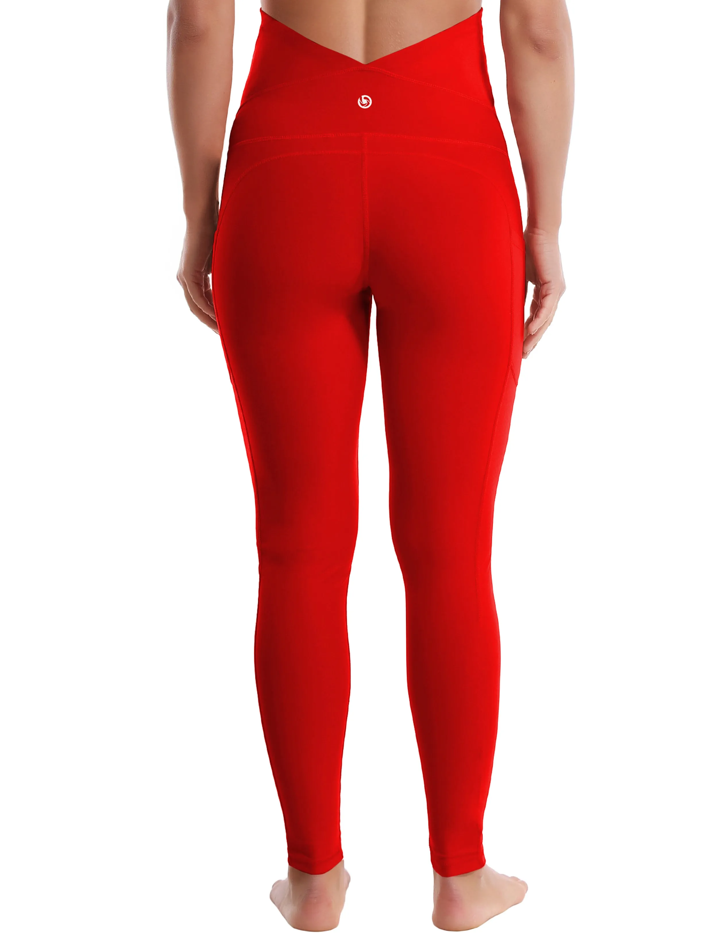 26" Side Pockets Maternity Yoga Pants scarlet