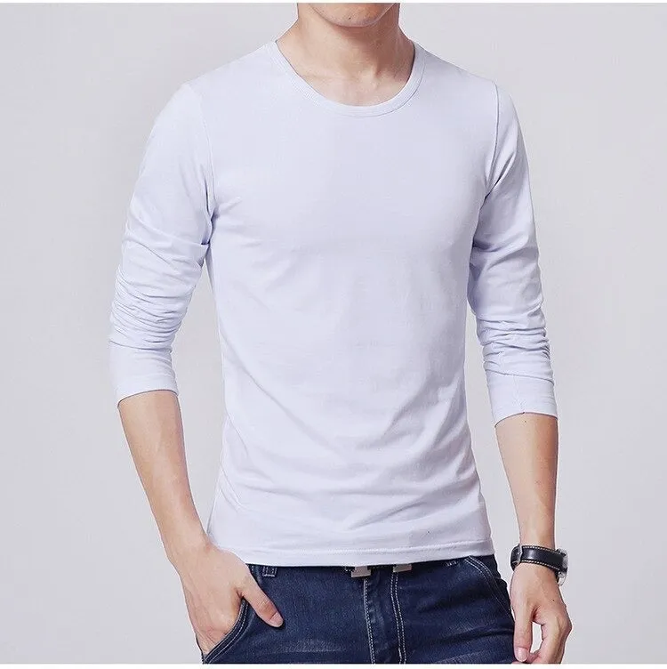 3 Basic Pure Colors Long Sleeve Slim Fit T-Shirt Tee for Young Men 3XL