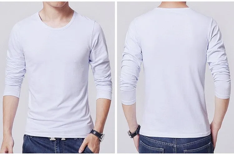 3 Basic Pure Colors Long Sleeve Slim Fit T-Shirt Tee for Young Men 3XL