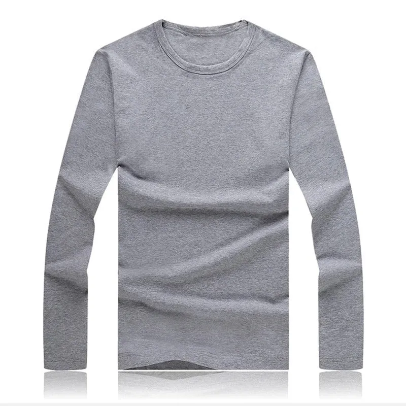 3 Basic Pure Colors Long Sleeve Slim Fit T-Shirt Tee for Young Men 3XL