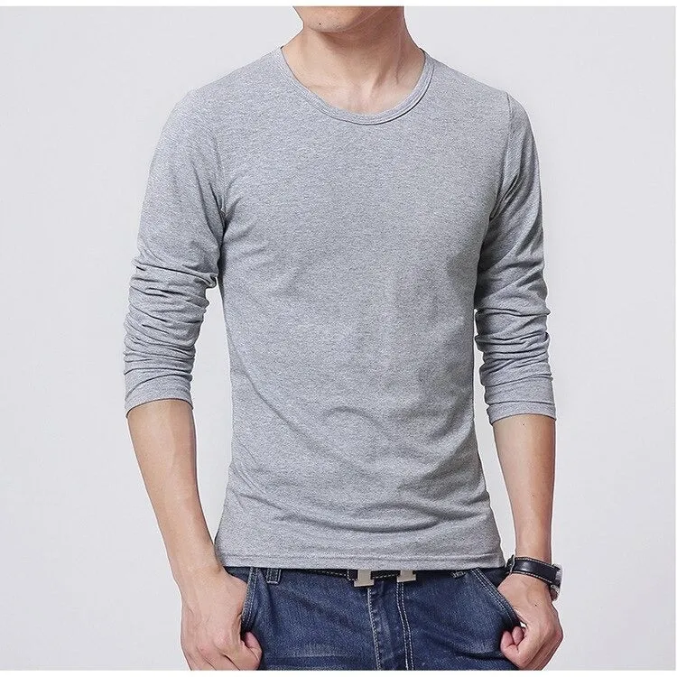 3 Basic Pure Colors Long Sleeve Slim Fit T-Shirt Tee for Young Men 3XL