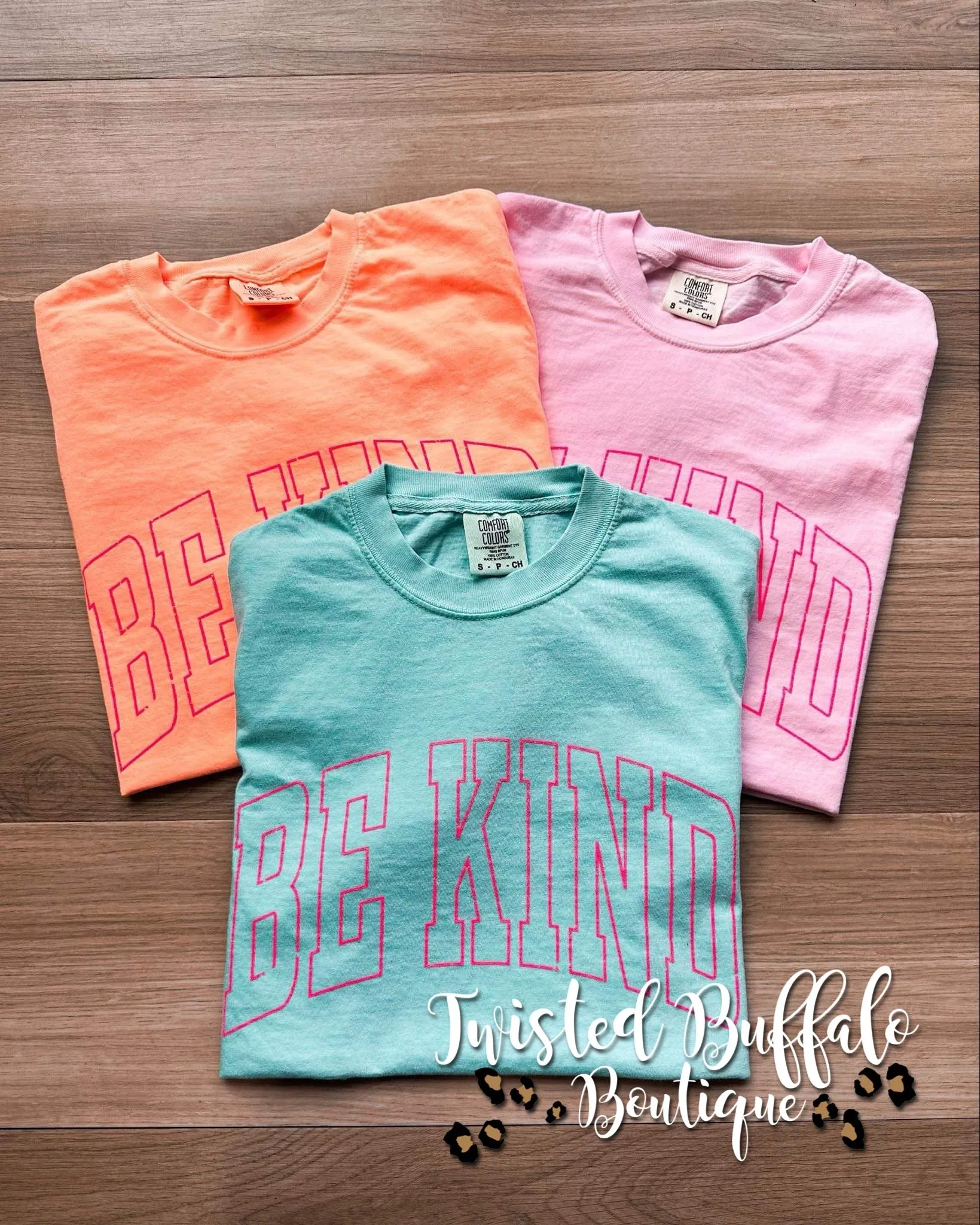 {ALWAYS BE KIND, PEOPLE!} BE KIND Bubblegum Pink, Seafoam or Neon Red Orange Crew Neck Tee