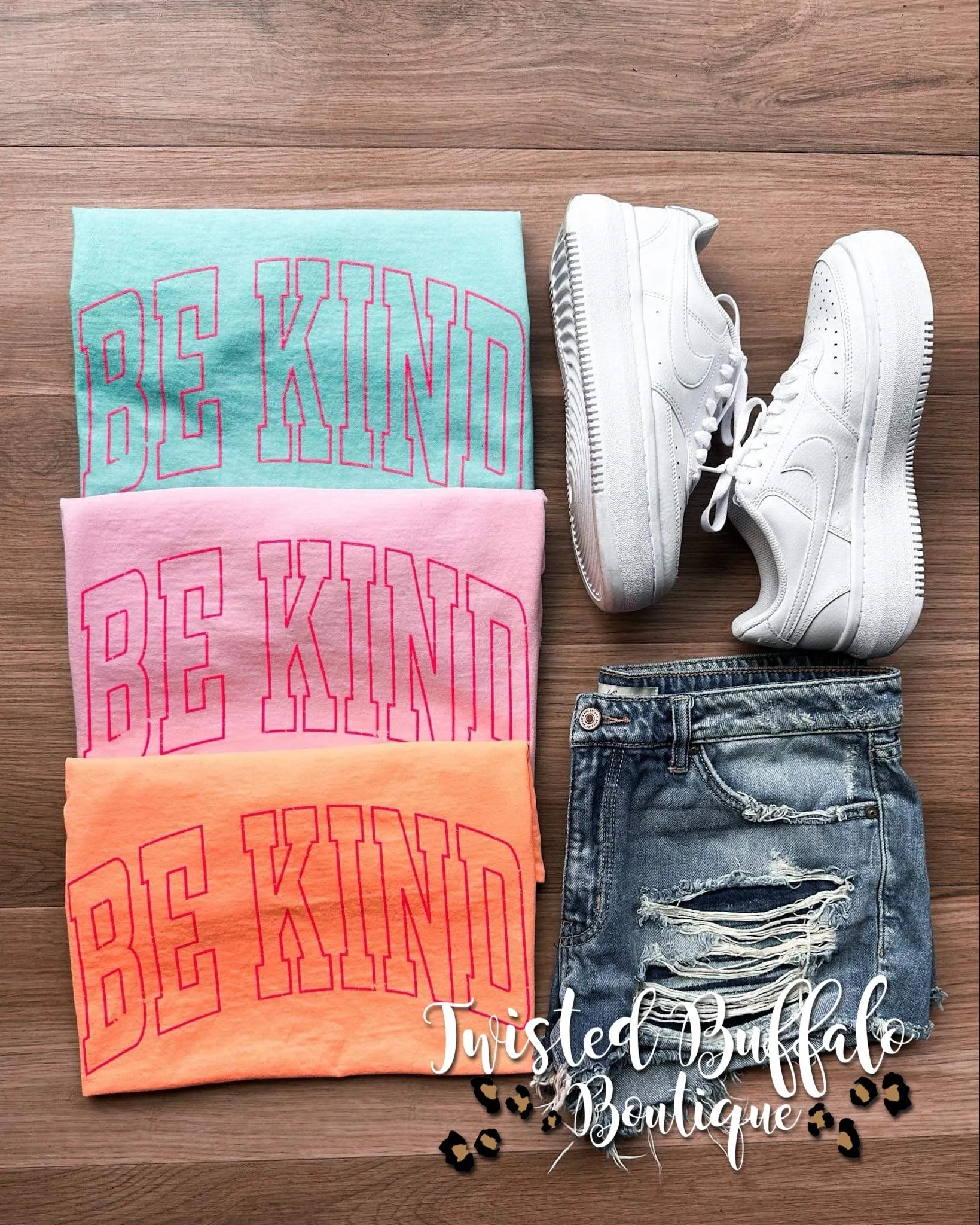 {ALWAYS BE KIND, PEOPLE!} BE KIND Bubblegum Pink, Seafoam or Neon Red Orange Crew Neck Tee