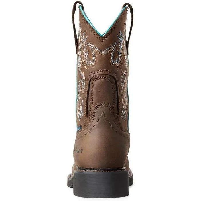 Ariat Women's Krista 9 Steel Toe WP Western Work Boot - Dark Brown - 10029516