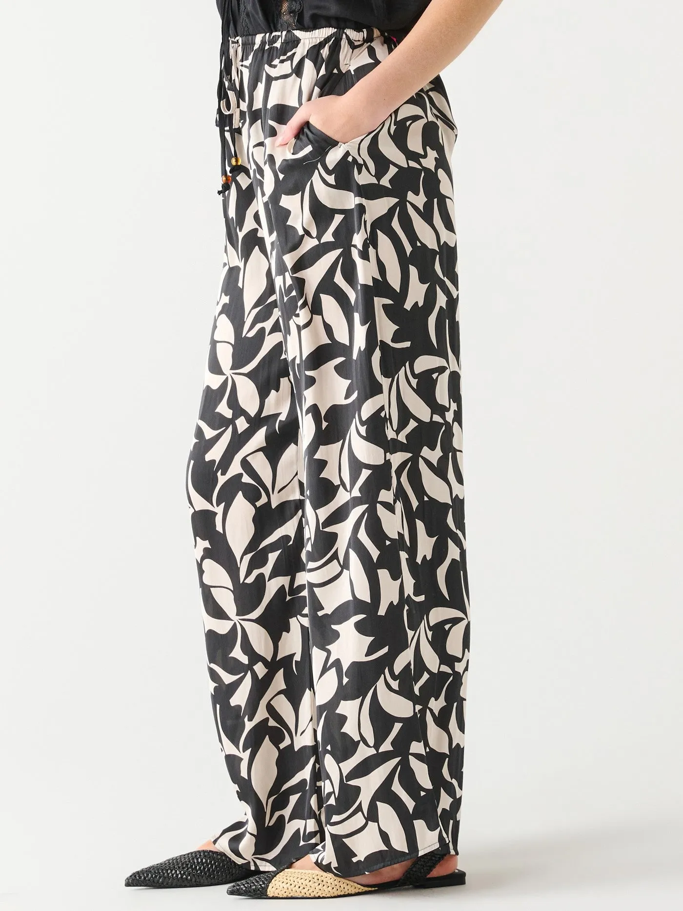 BLACK TAPE Printed Satin Button Up and Wide Leg Pant Set