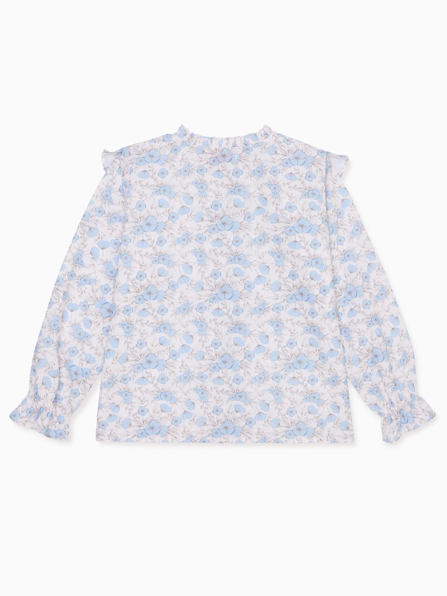 Blue Floral Bella Long Sleeve Girl Shirt