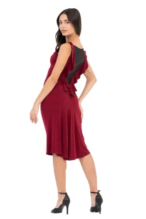 Burgundy Tango Dress With Mesh Back (S)