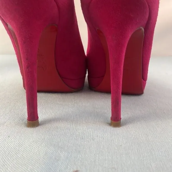 ChristianLouboutin Pink Suede Platform Pumps As Is Shoes