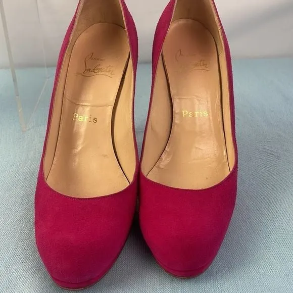 ChristianLouboutin Pink Suede Platform Pumps As Is Shoes