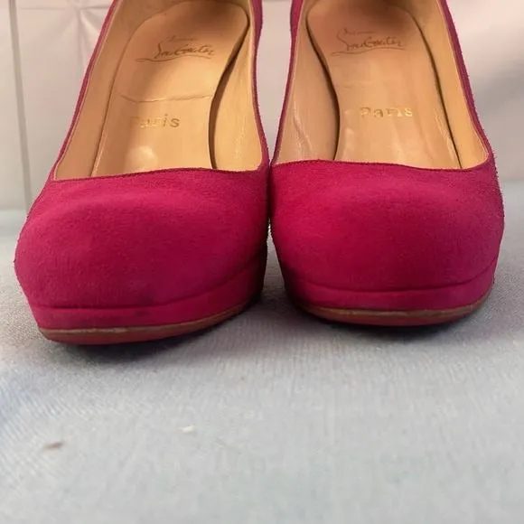 ChristianLouboutin Pink Suede Platform Pumps As Is Shoes