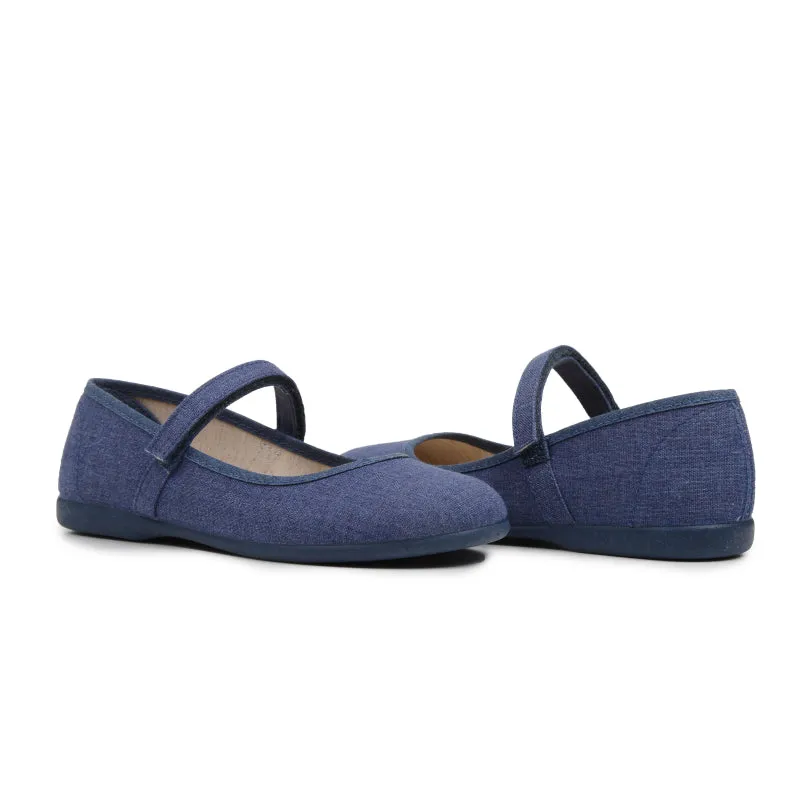 Classic Canvas Mary Janes in Denim Blue