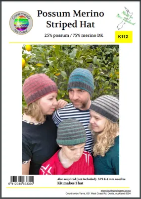 Countrywide Creative Kit ~ Possum Merino Striped Hat K112