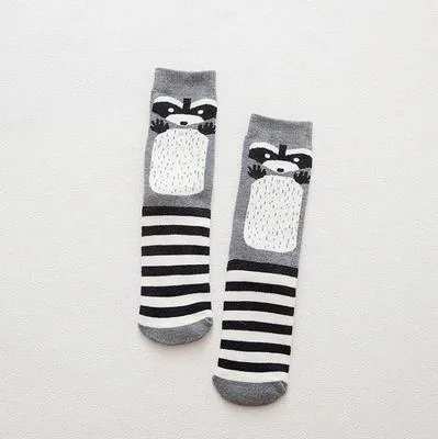 Cozy Cotton Socks - Raccoons