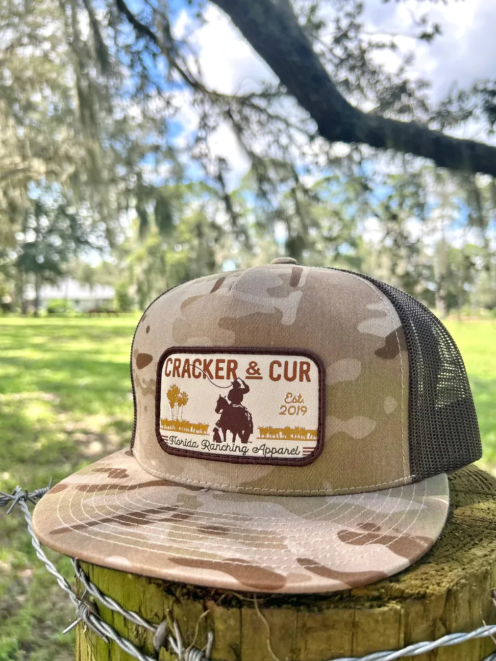 Cracker & Cur Florida Ranching Patch Hat - Arid/Brown Flatbill