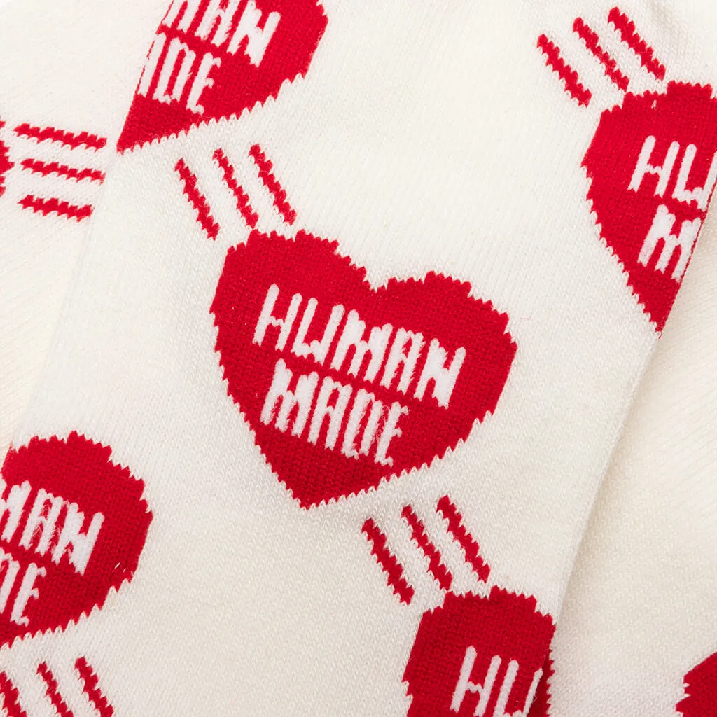 Heart Pattern Socks - Red