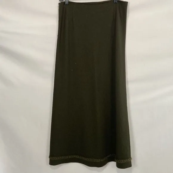 Jill SanderOlive Wool Maxi Skirt