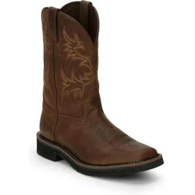 Justin Men's Driller 11 Square Toe Western Work Boot -Brown- SE4683