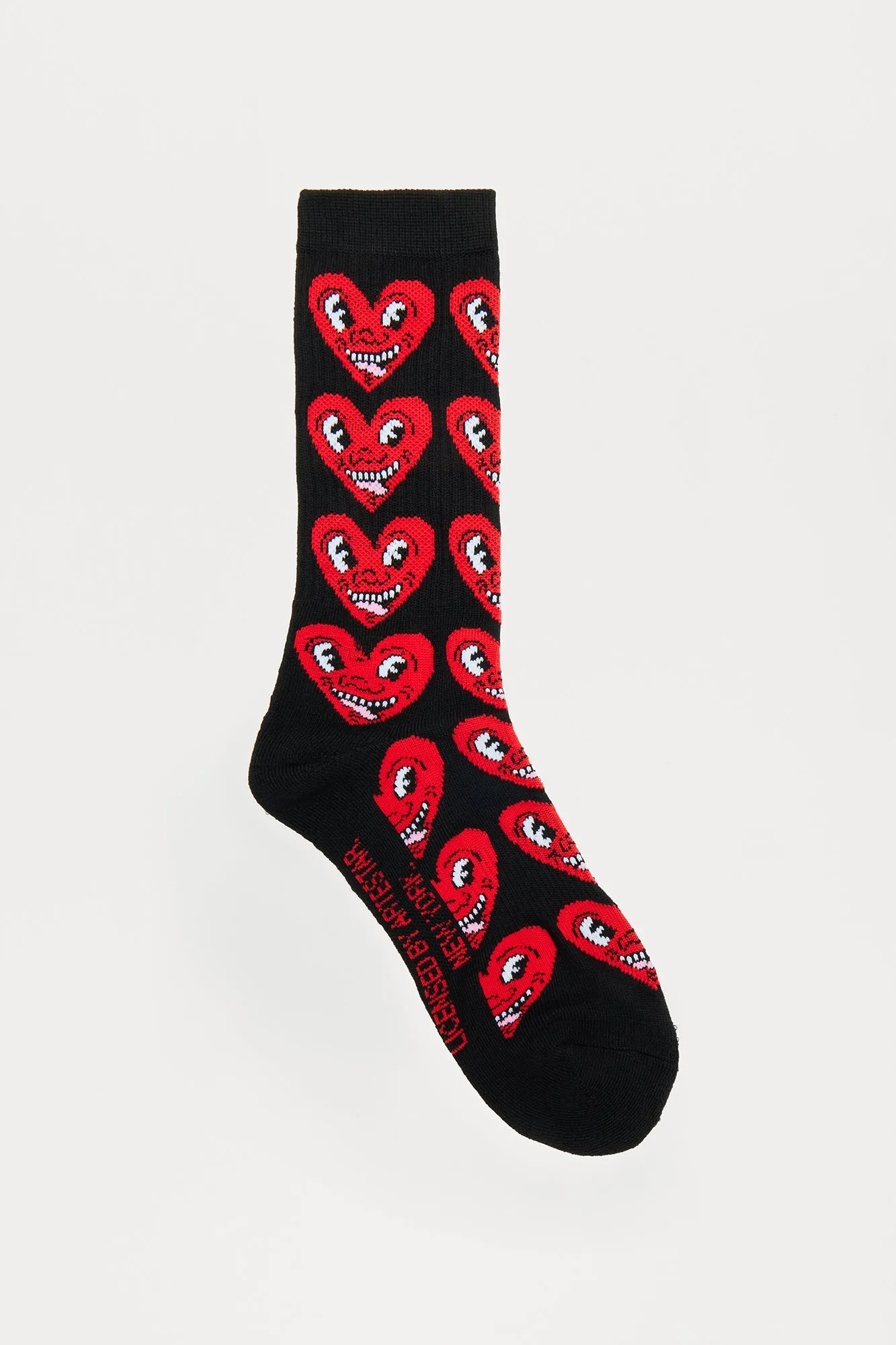 Keith Haring Smiling Heart Socks - Black/Red