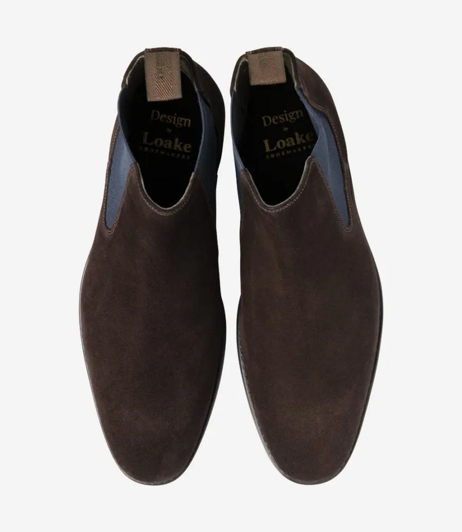 LOAKE - Wareing Premium Chelsea boot - Dark Brown Suede