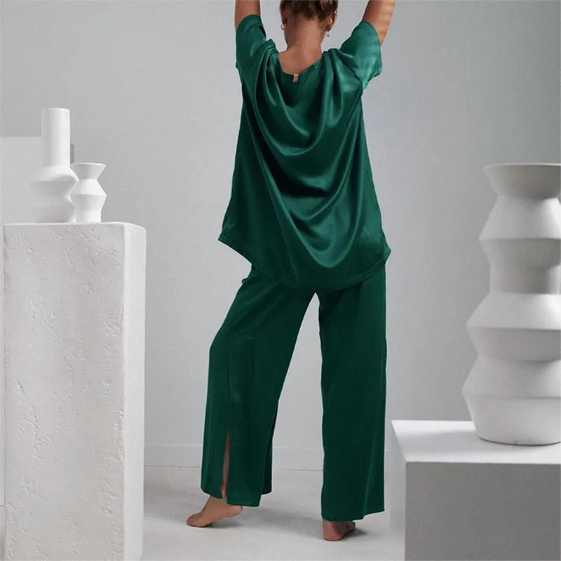 LUNYA | Washable Silk Tee Pant Set - Limited Edition Hum Forest