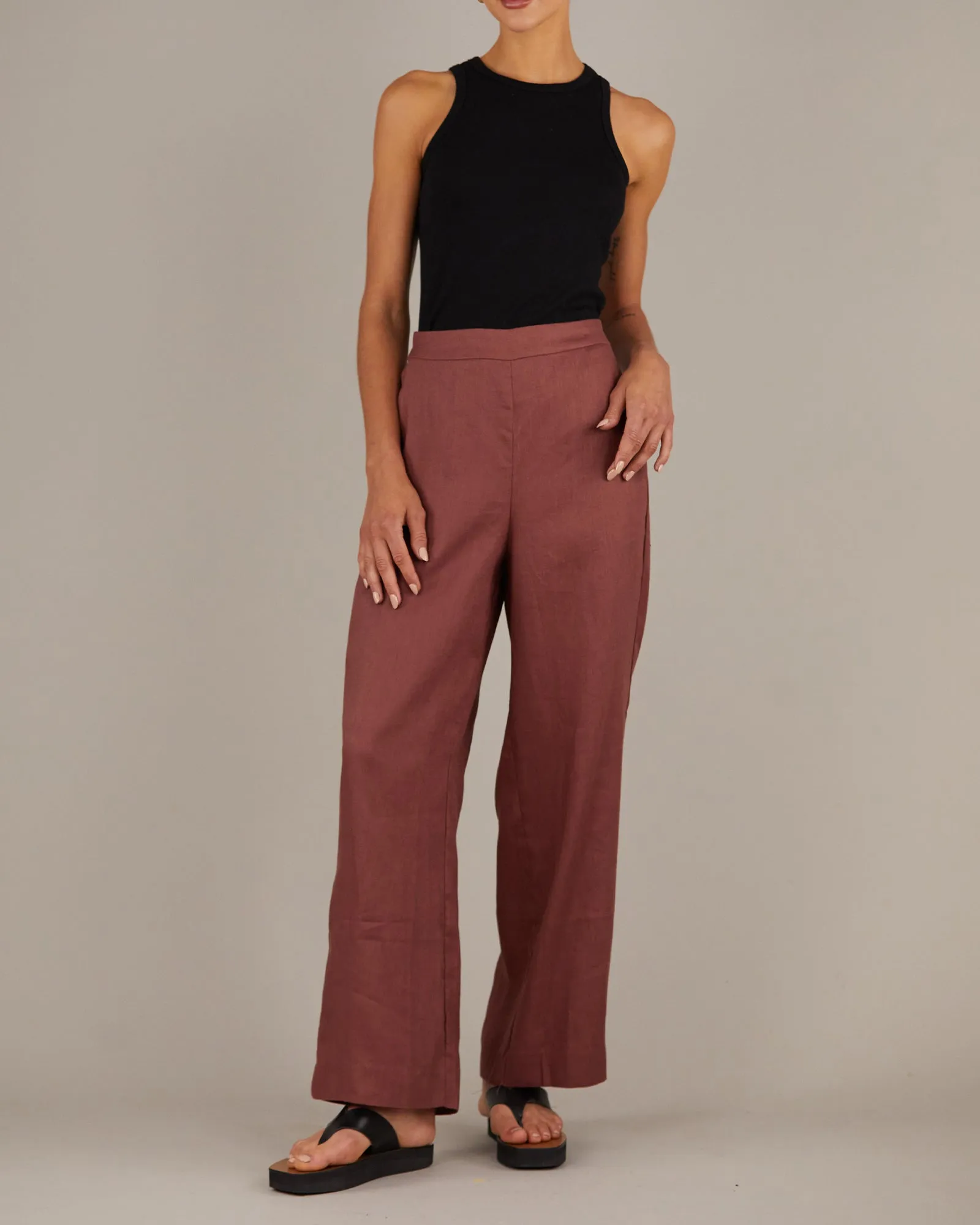 Mabel Linen Pant - Auburn