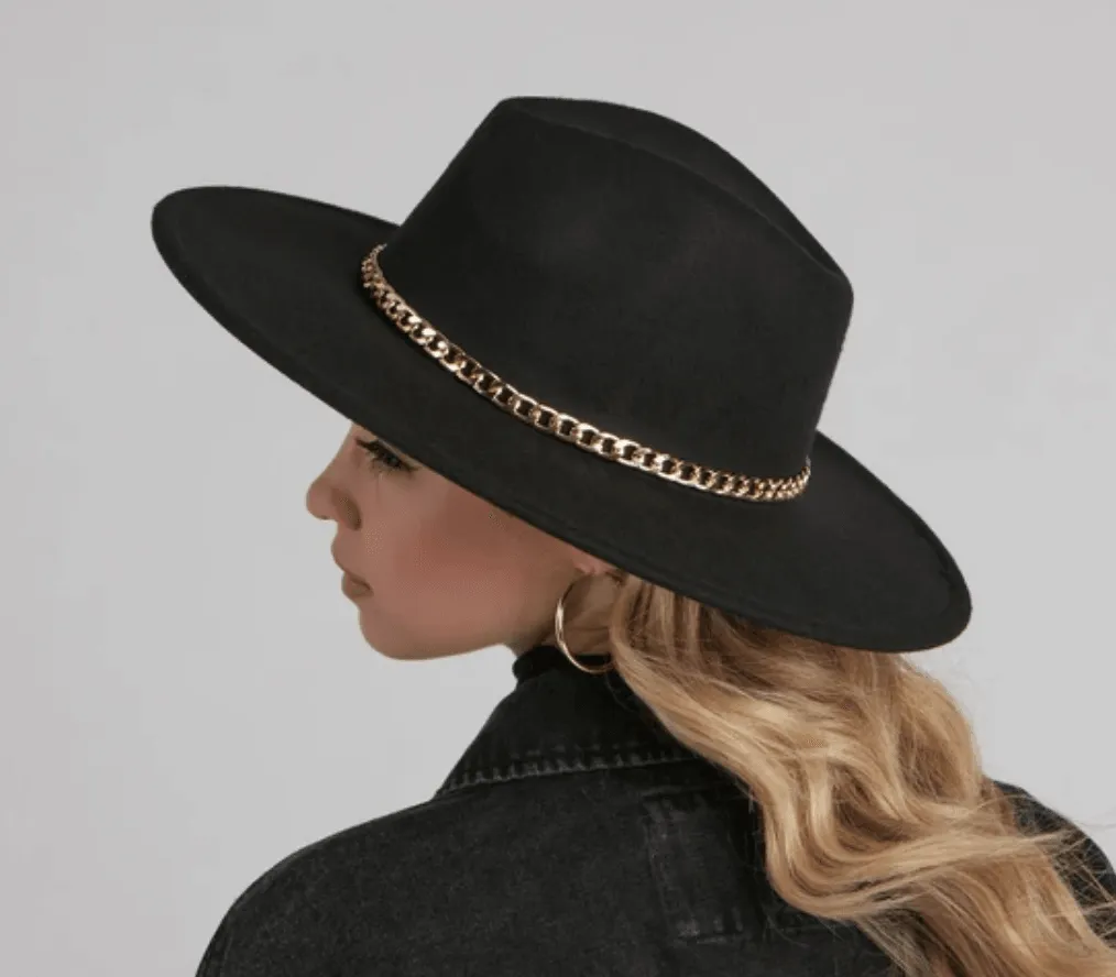 Maddy Rancher Wide Brim Hat with Chain Band