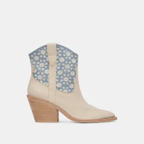 NASHE BOOTIES BLUE FLORAL NUBUCK