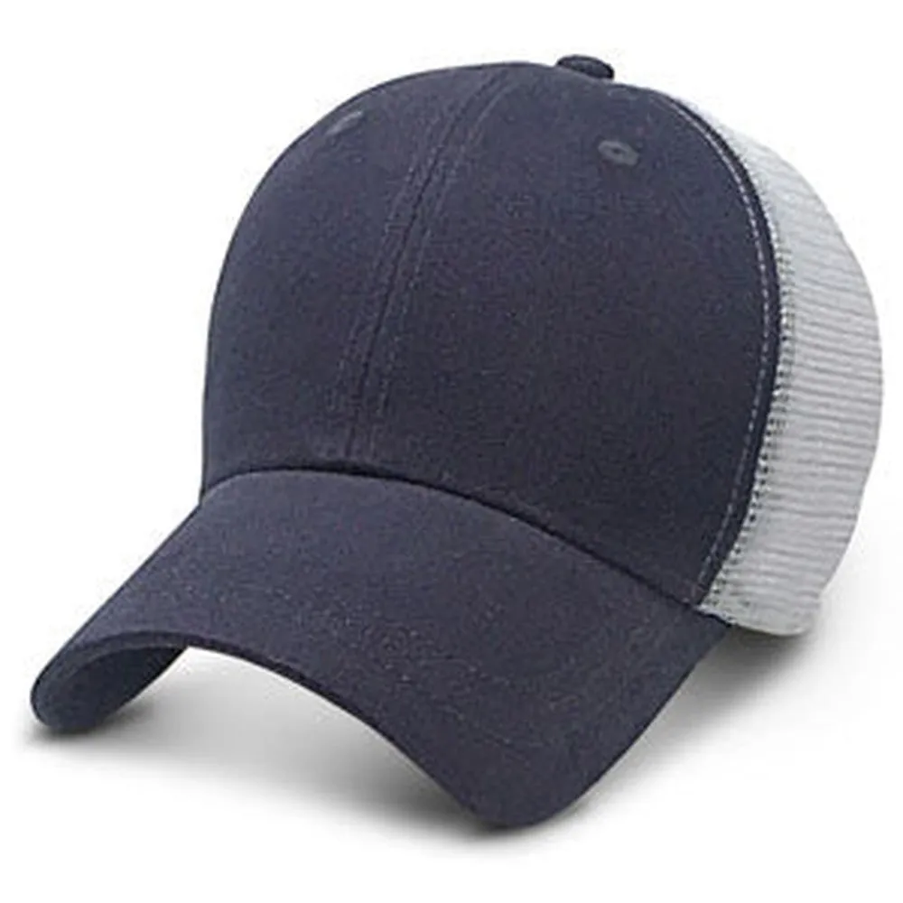 Navy Blue with Gray Mesh - Structured Baseball Cap