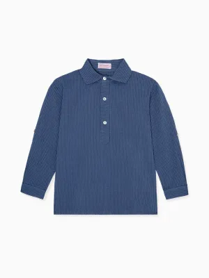 Navy Stripe Miguel Cotton Boy Shirt