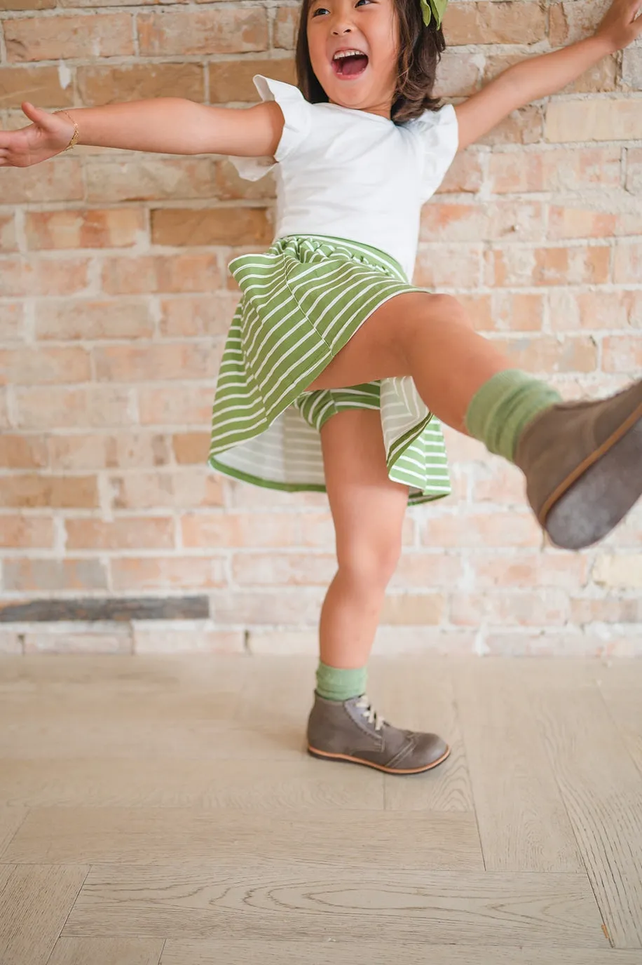 Pocket Skort in Asparagus Stripe