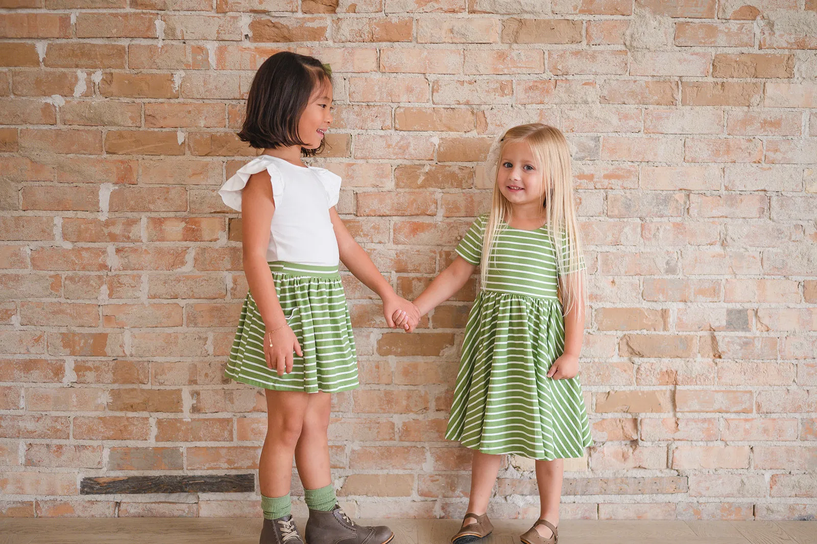 Pocket Skort in Asparagus Stripe