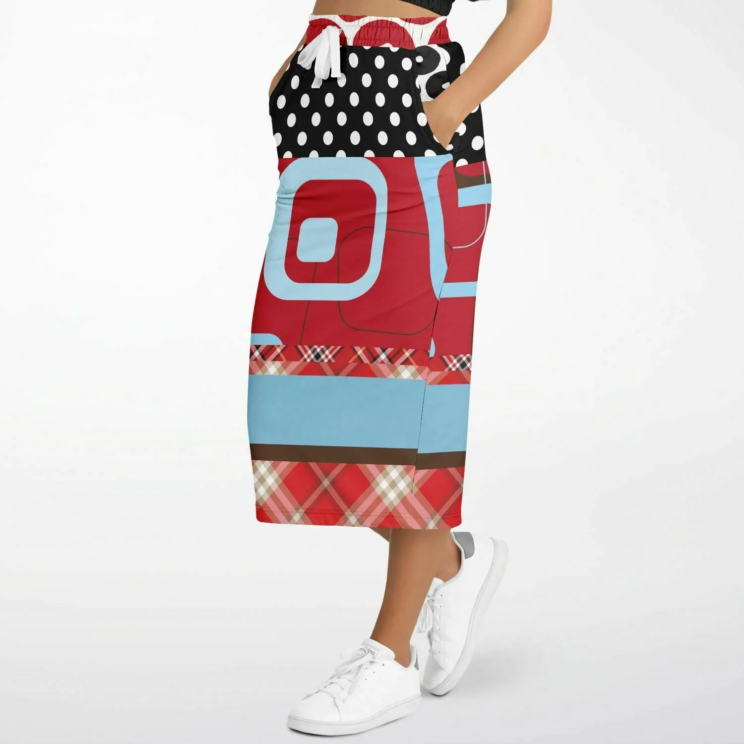 Red Pacific Palisades Eco-Poly Long Pocket Skirt