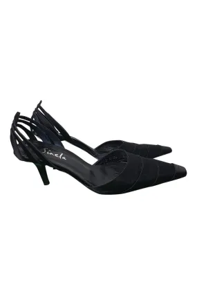 SINELA Black Cut Away Mid Heel Pointy Toe Shoes (EU 40)