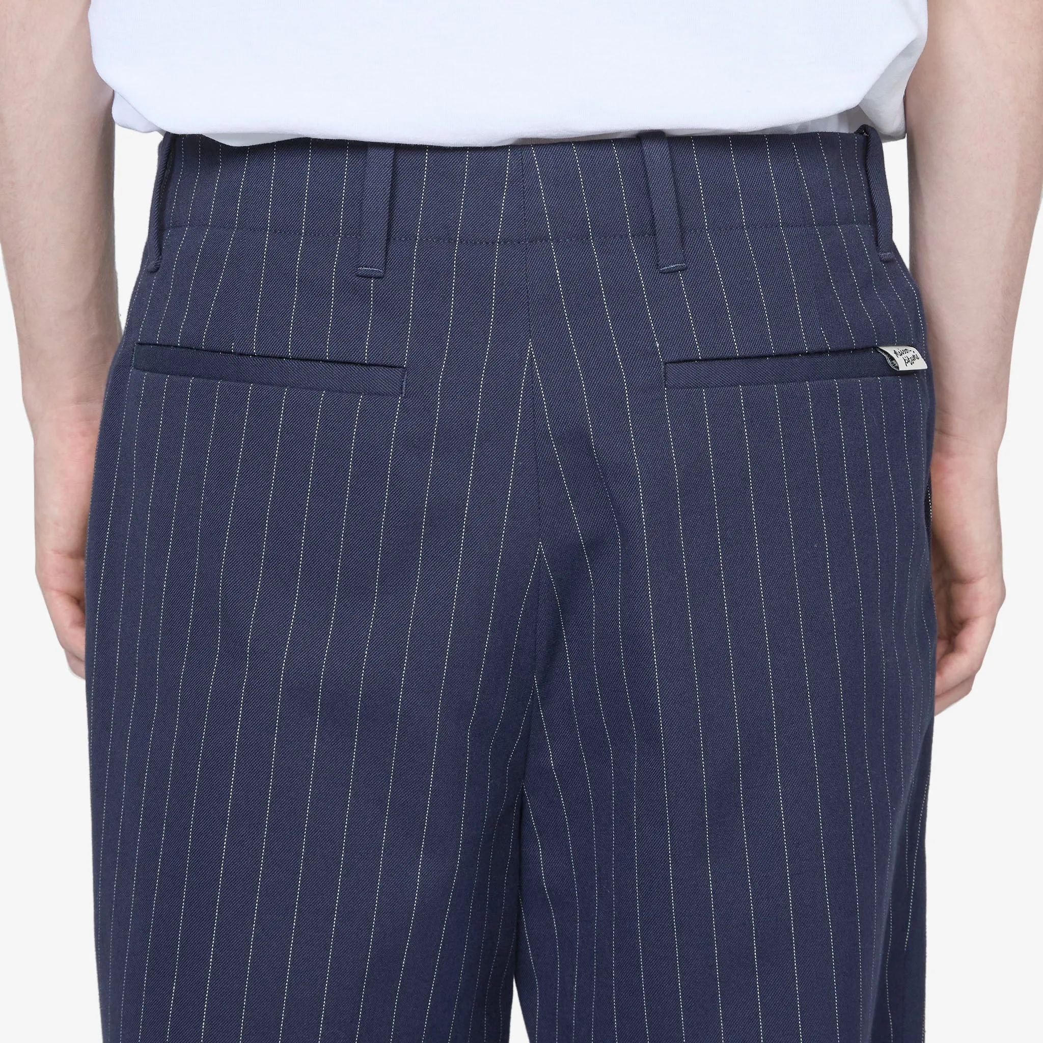 Tailored Pleated Pant Navy Stripes