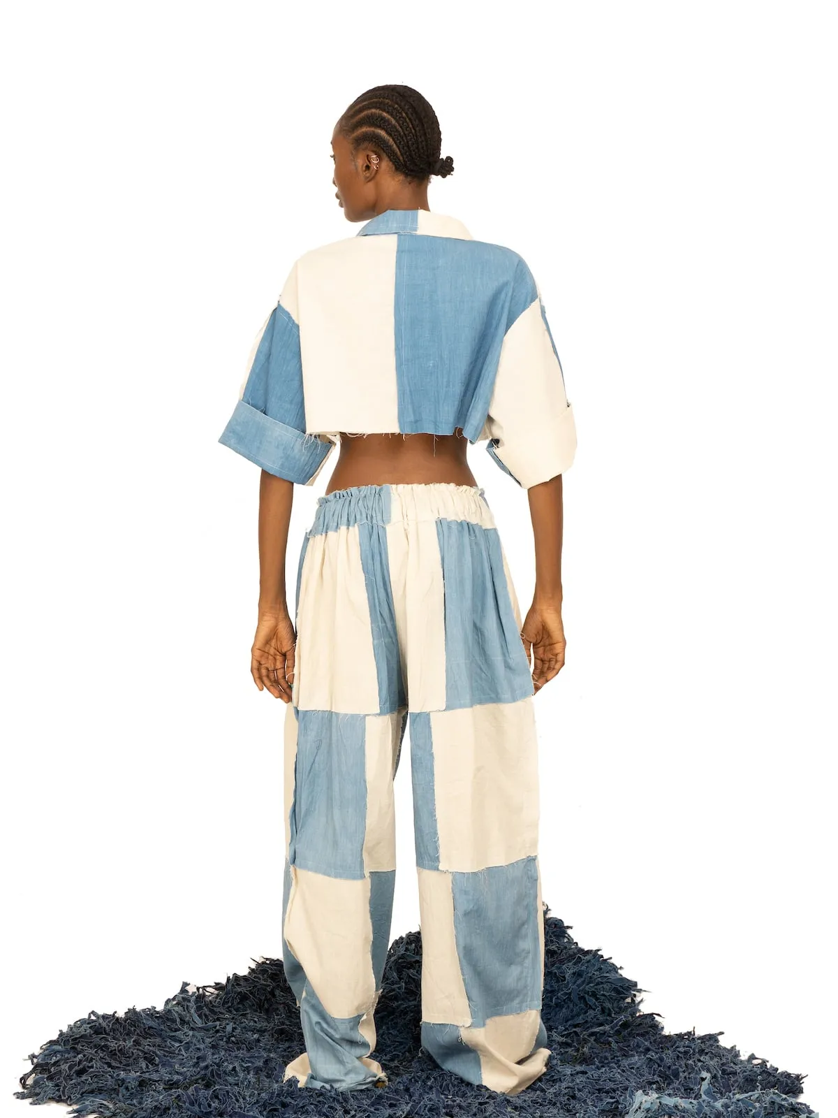 TIU x IAMISIGO Ivory & Sky-Blue Baggy Pants