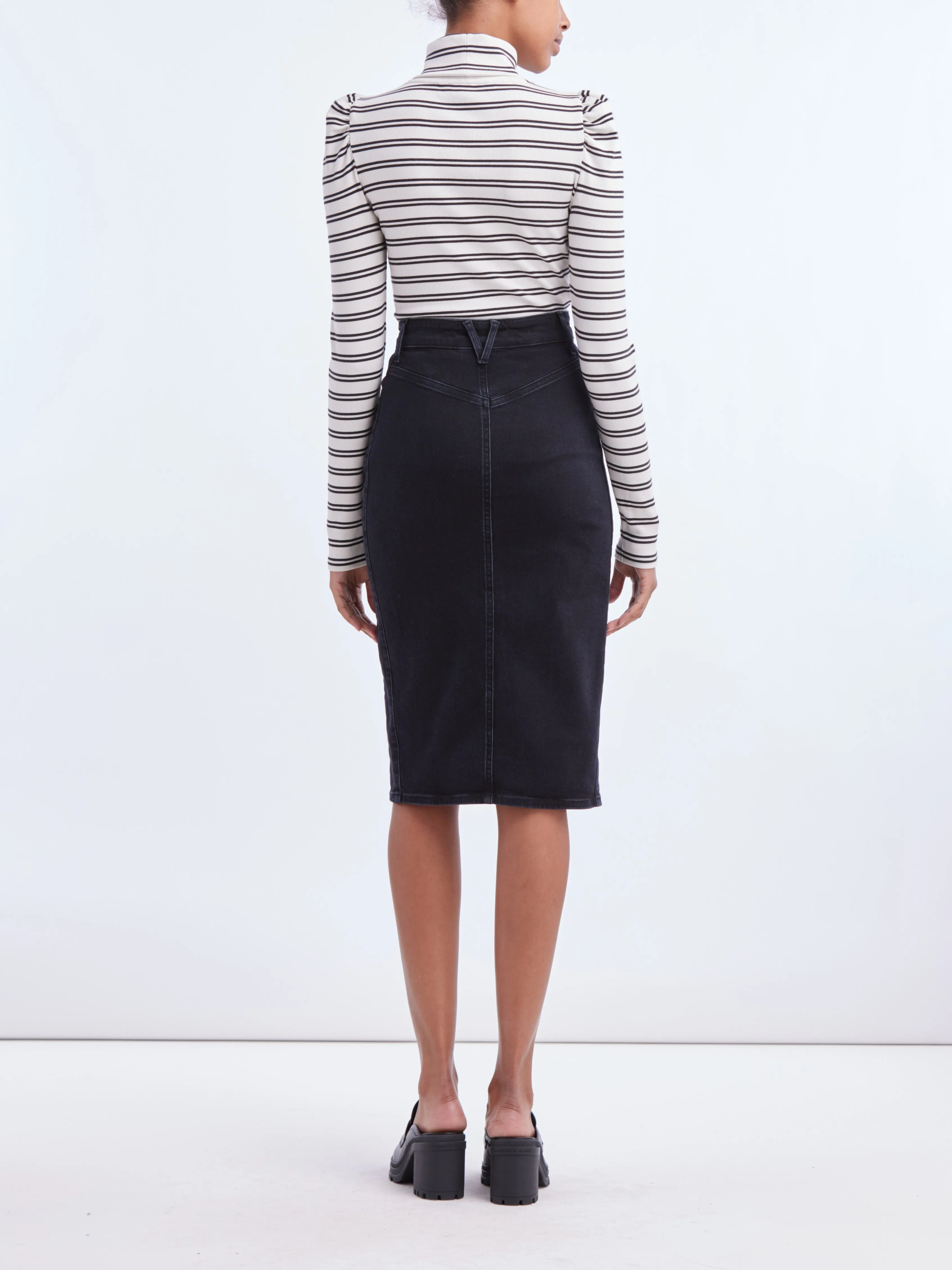 Veronica Beard - Herron Denim Midi Skirt - Washed Onyx