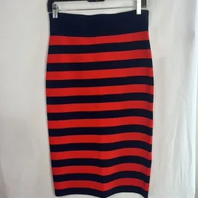 Veronica Beard Navy and Red Striped Pencil Skirt