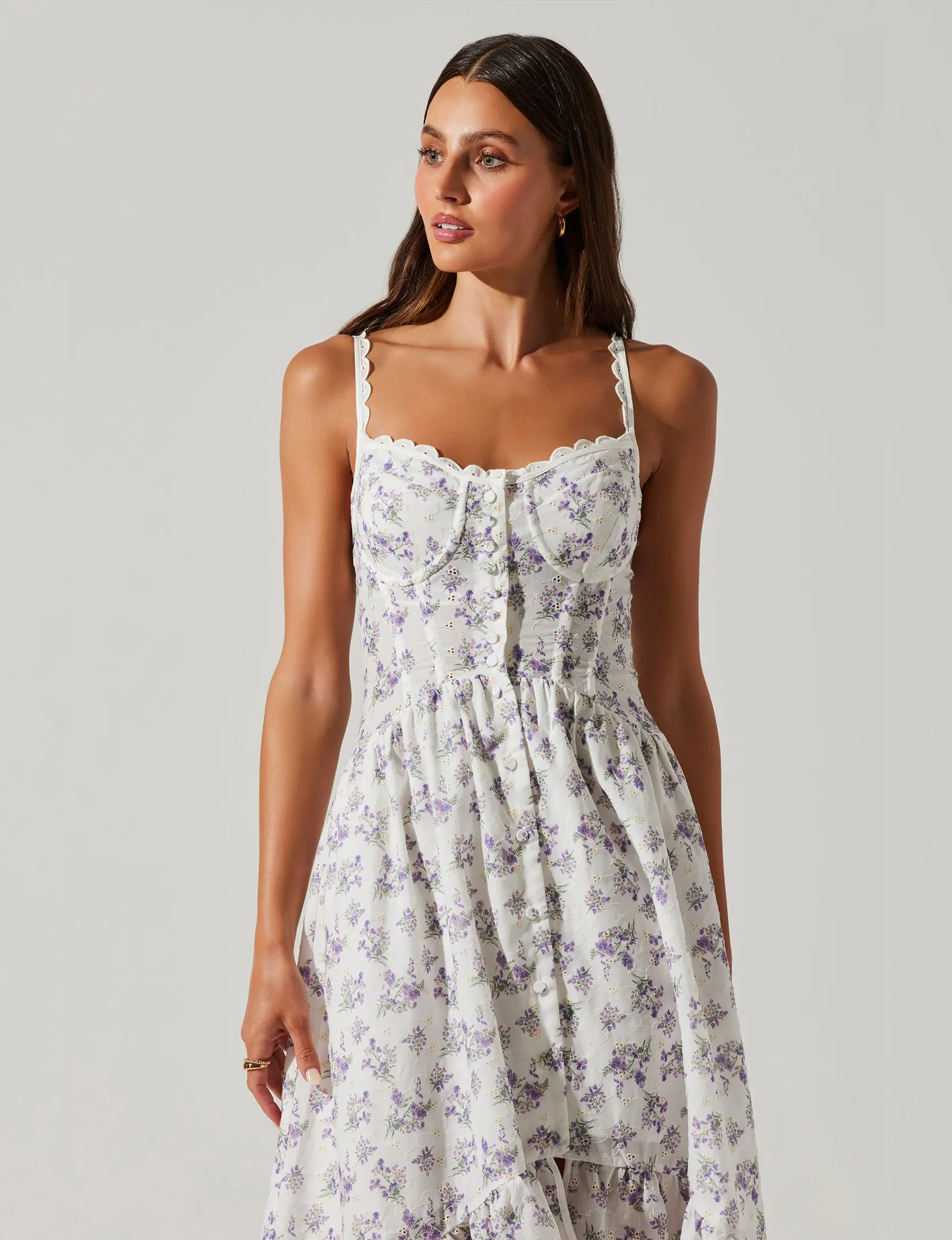 Yamila Midi Dress, Lavender Floral